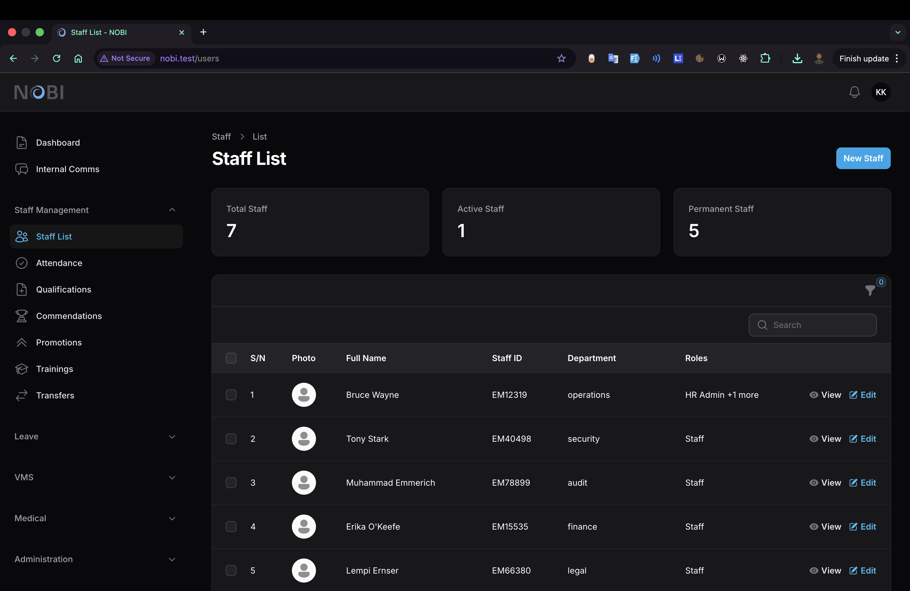 nobi Staff Management